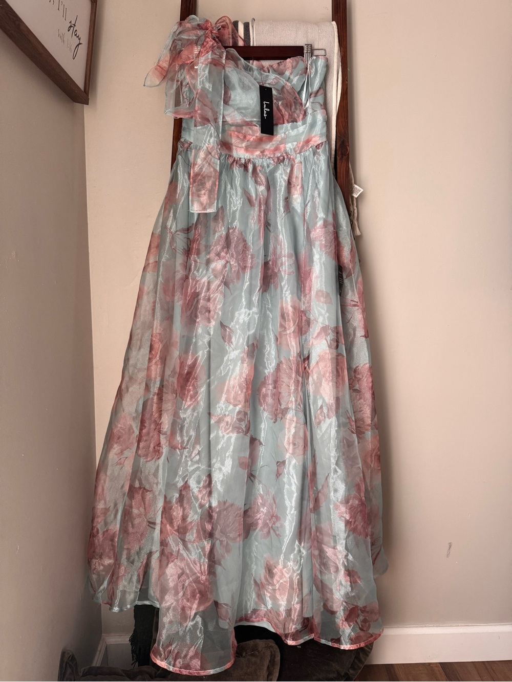NWT Lulus Dramatically Lovely Blue Floral One Shoulder Maxi Dress – M